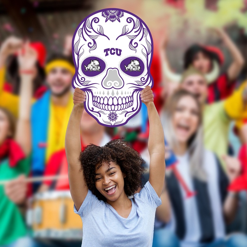 Skull – Big Head – Official NCAA – TCU Horned Frogs – Foam Core Cutout