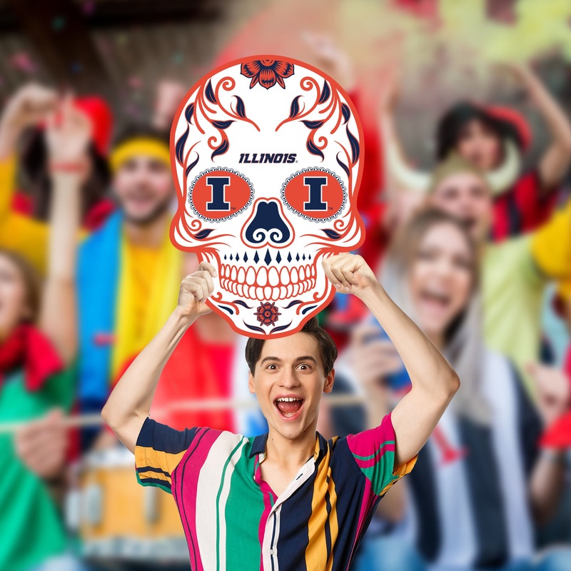 Skull Logo – Big Head – Official NCAA – Illinois Fighting Illini – Foam Core Cutout
