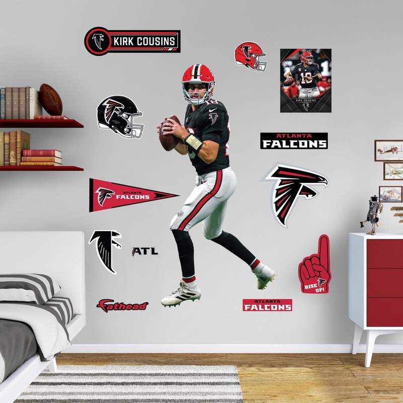 Atlanta Falcons – RealBig Kirk Cousins Throwback Collection – Official NFL – Reusable Vinyl Wall Decals