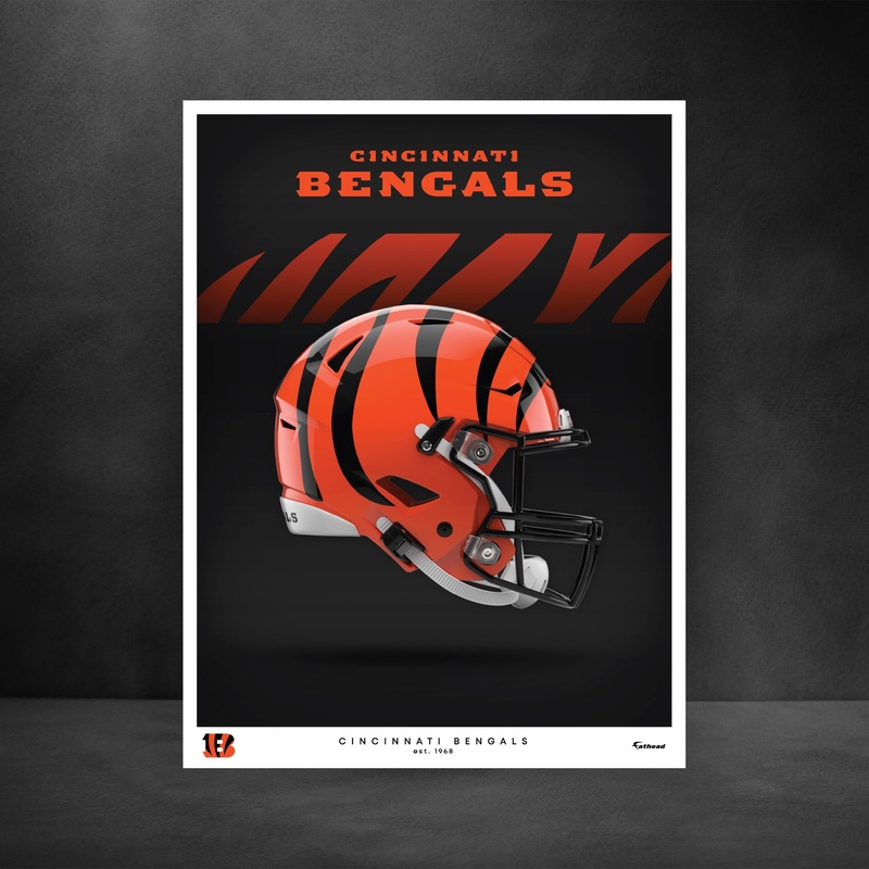 Cincinnati Bengals – Helmet Series – Peel & Stick Poster – Official NFL – Reusable Vinyl Wall Decal