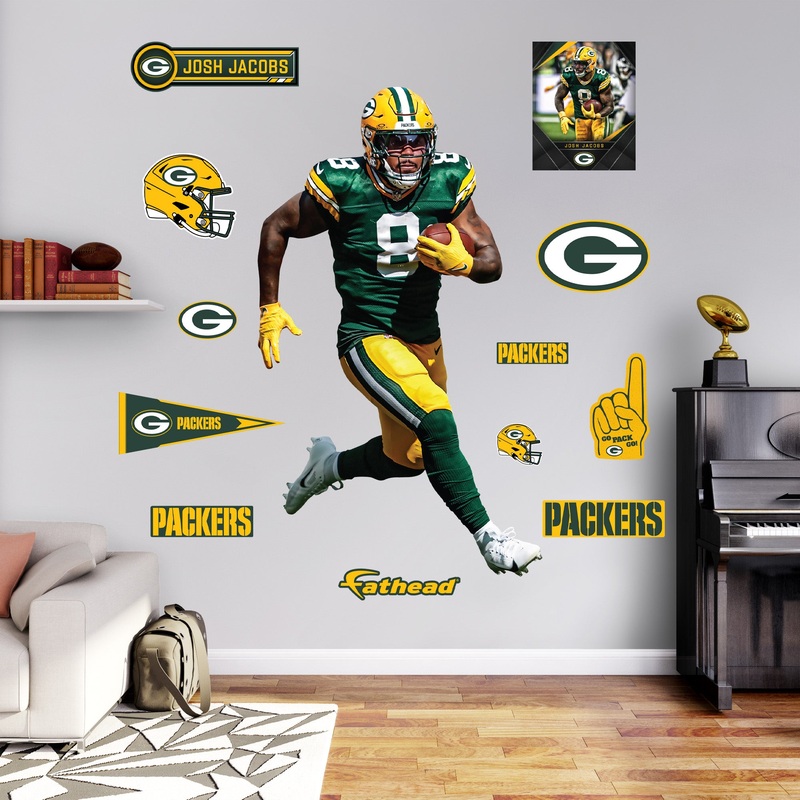 Green Bay Packers – RealBig Josh Jacobs Collection – Official NFL – Reusable Vinyl Wall Decals