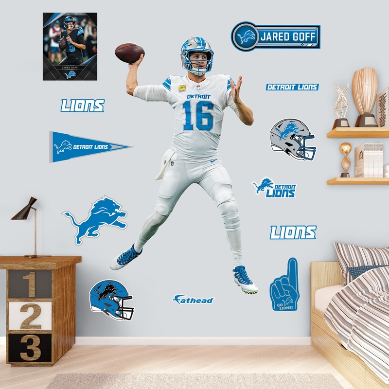 Jared Goff – RealBig Away Collection – Official NFL – Detroit Lions – Reusable Vinyl Wall Decals