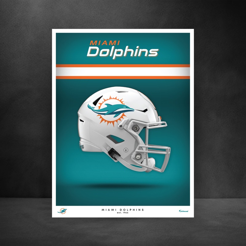 Miami Dolphins – Helmet Series – Peel & Stick Poster – Official NFL – Reusable Vinyl Wall Decal