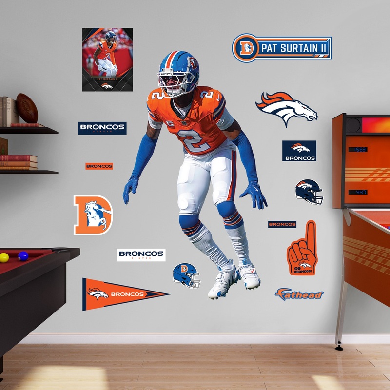 Pat Surtain II – RealBig Throwback Collection – Official NFL – Denver Broncos – Reusable Vinyl Wall Decals