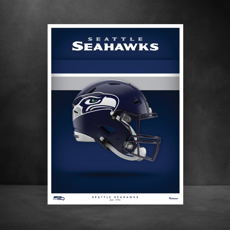 Seattle Seahawks – Helmet Series – Peel & Stick Poster – Official NFL – Reusable Vinyl Wall Decal