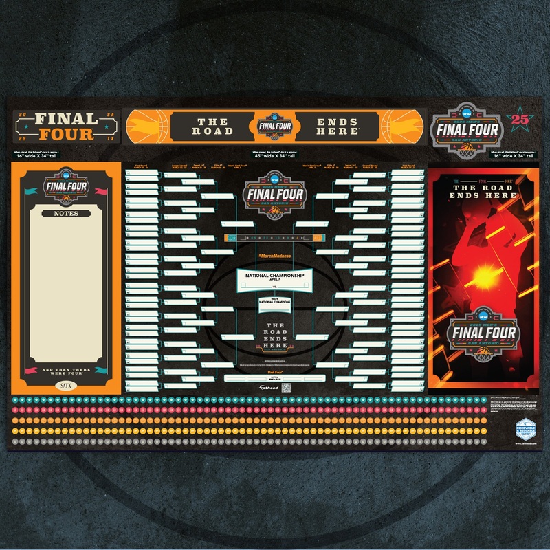 2025 Men’s Basketball Tournament – Dry Erase Bracket Collection – Official NCAA – Reusable Vinyl Wall Decals
