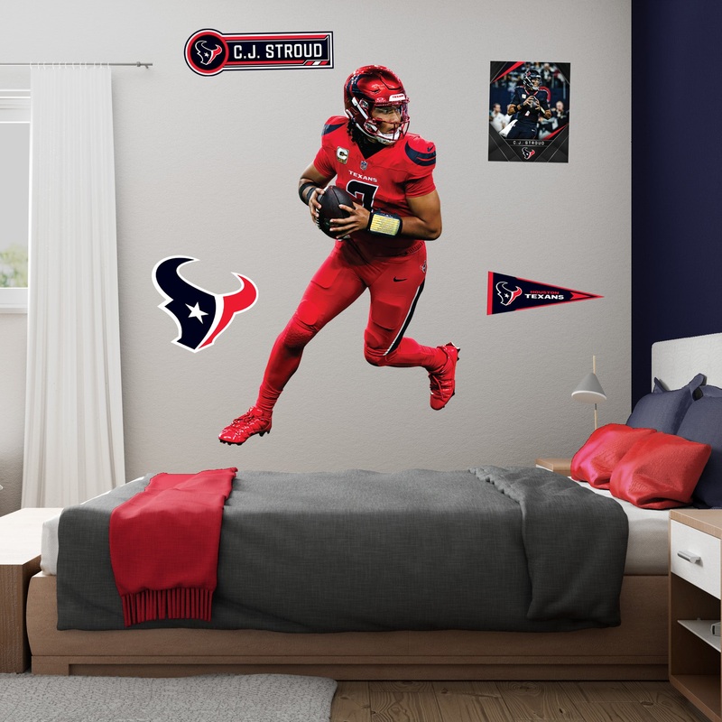 C.J. Stroud – Realbig Battle Red Collection – Official NFL – Houston Texans – Reusable Vinyl Wall Decals