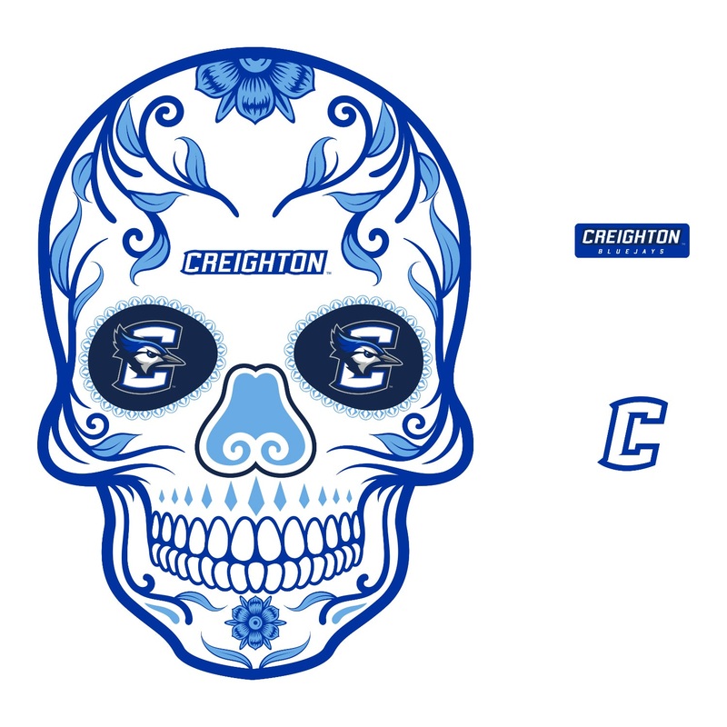 Creighton Bluejays – RealBig Sugar Skull Collection – Official NCAA – Reusable Vinyl Wall Decals