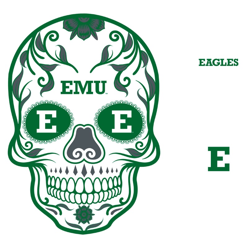 Eastern Michigan Eagles – RealBig Sugar Skull Collection – Official NCAA – Reusable Vinyl Wall Decals