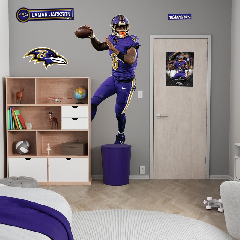 Lamar Jackson – Realbig Matte Purple Collection – Official NFL – Baltimore Ravens – Reusable Vinyl Wall Decals