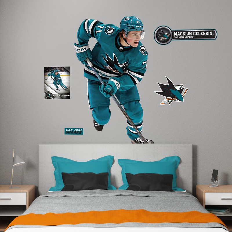 Macklin Celebrini – Realbig Collection – Official NHL – San Jose Sharks – Reusable Vinyl Wall Decals