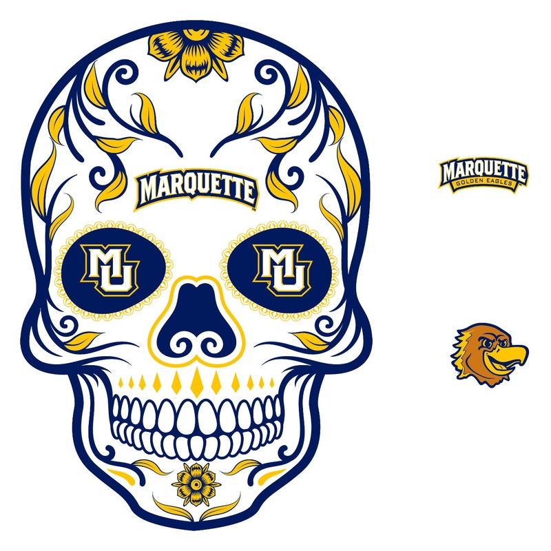 Marquette Golden Eagles – RealBig Sugar Skull Collection – Official NCAA – Reusable Vinyl Wall Decals