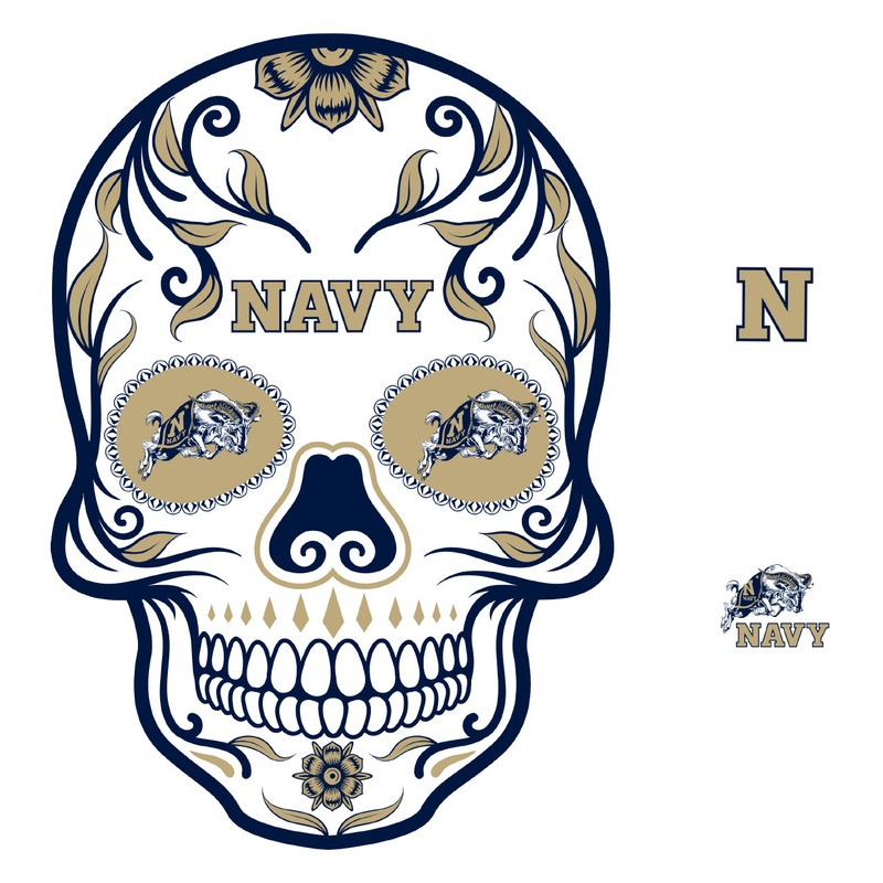 Navy Midshipmen – RealBig Sugar Skull Collection – Official NCAA – Reusable Vinyl Wall Decals