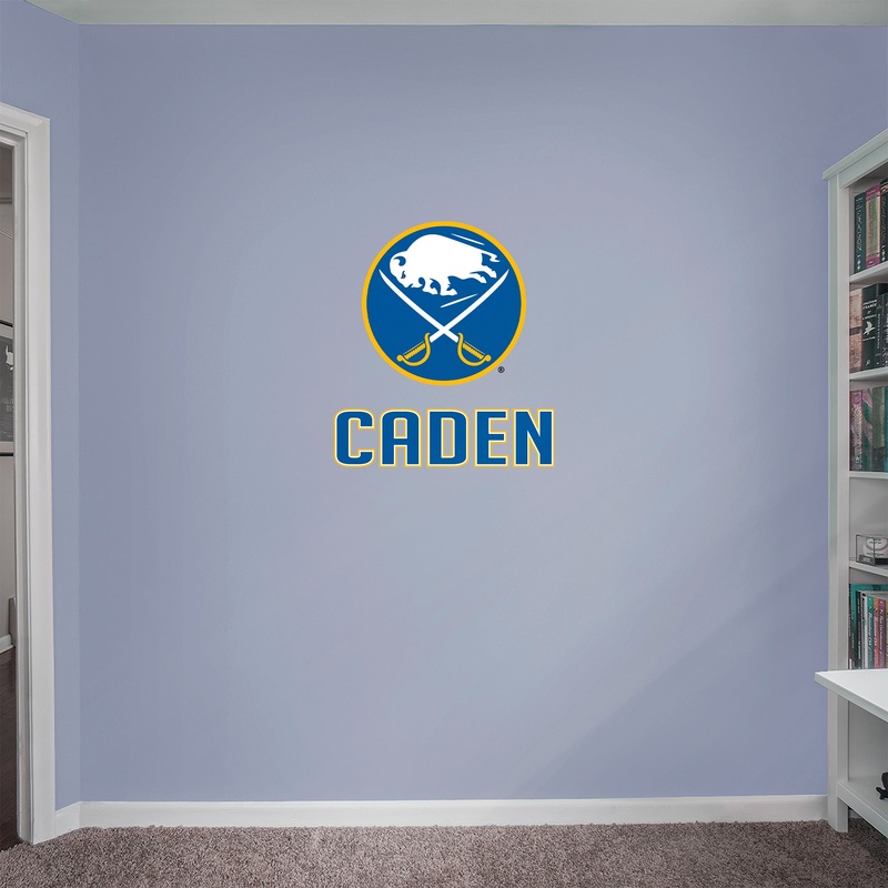 Buffalo Sabres – Stacked Logo – With Personalized Name – Blue Text – Official NHL – Vinyl Transfer Decal