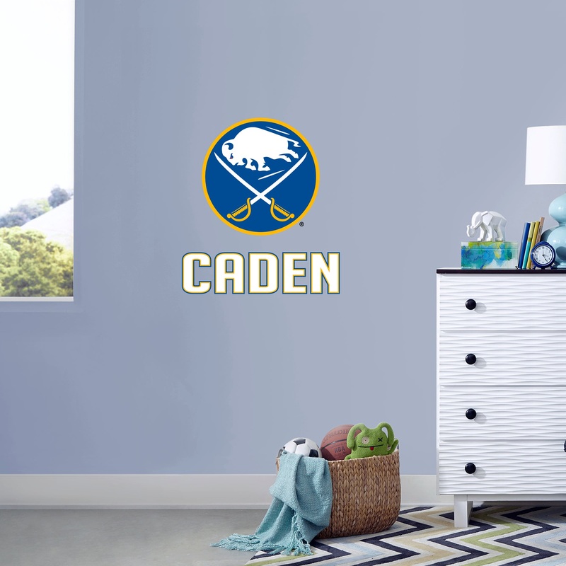 Buffalo Sabres – Stacked Logo – With Personalized Name – White Text – Official NHL – Vinyl Transfer Decal