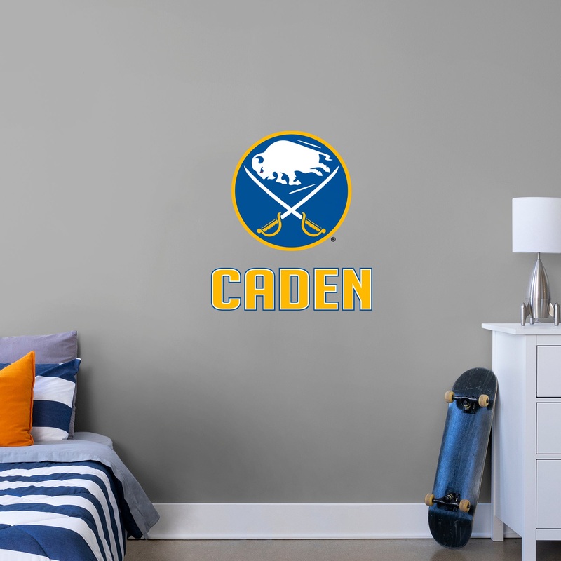 Buffalo Sabres – Stacked Logo – With Personalized Name – Yellow Text – Official NHL – Vinyl Transfer Decal
