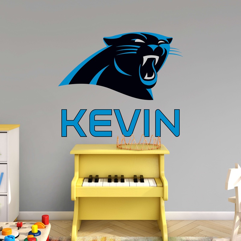 Carolina Panthers – Stacked Logo – With Personalized Name – Official NFL – Reusable Vinyl Transfer Decal