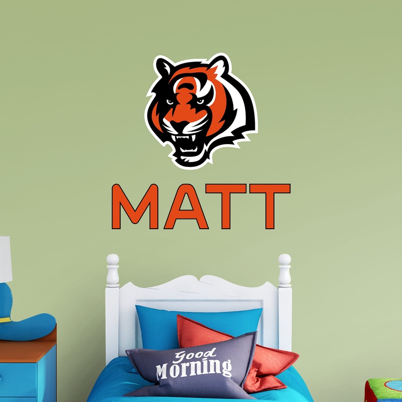 Cincinnati Bengals – Stacked Logo – With Personalized Name – Official NFL – Reusable Vinyl Transfer Decal