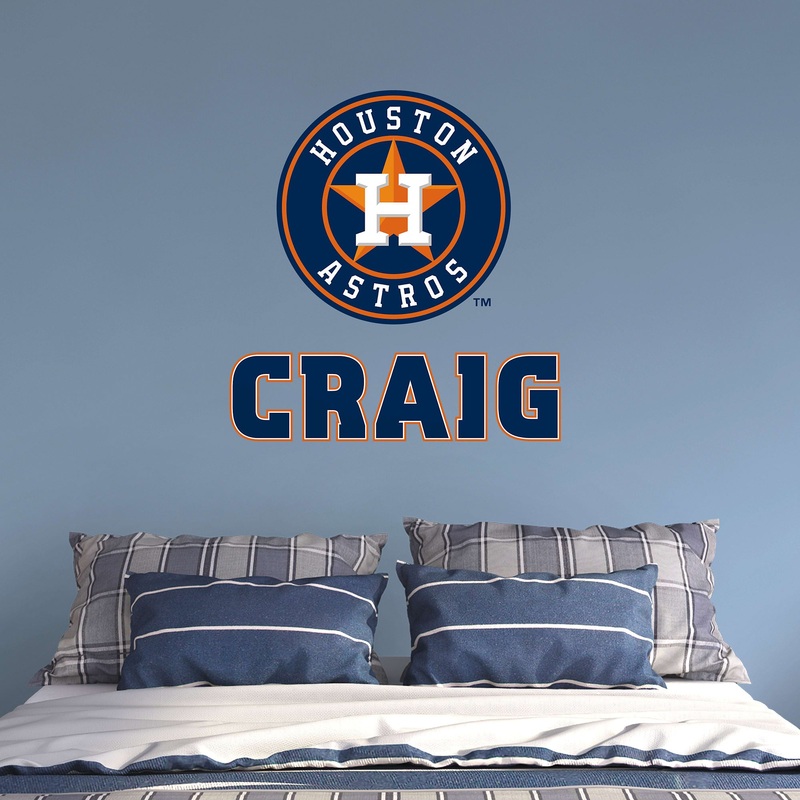 Houston Astros – Stacked Logo – With Personalized Name – Official MLB – Vinyl Transfer Decal
