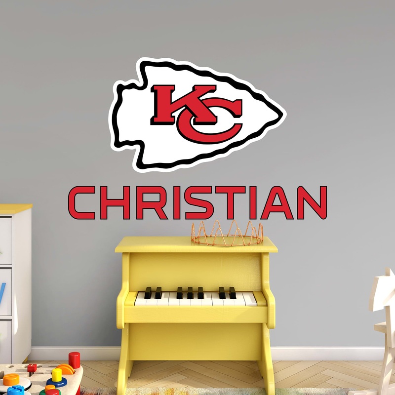 Kansas City Chiefs – Stacked Logo – With Personalized Name – Official NFL – Reusable Vinyl Transfer Decal