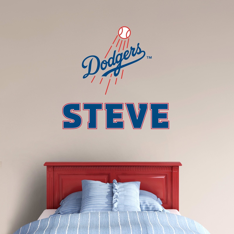 Los Angeles Dodgers – Stacked Logo – With Personalized Name – Official MLB – Vinyl Transfer Decal