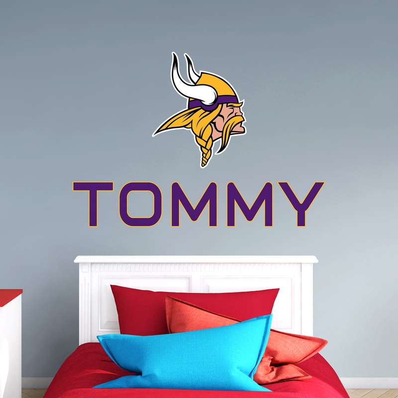 Minnesota Vikings – Stacked Logo – With Personalized Name – Official NFL – Reusable Vinyl Transfer Decal