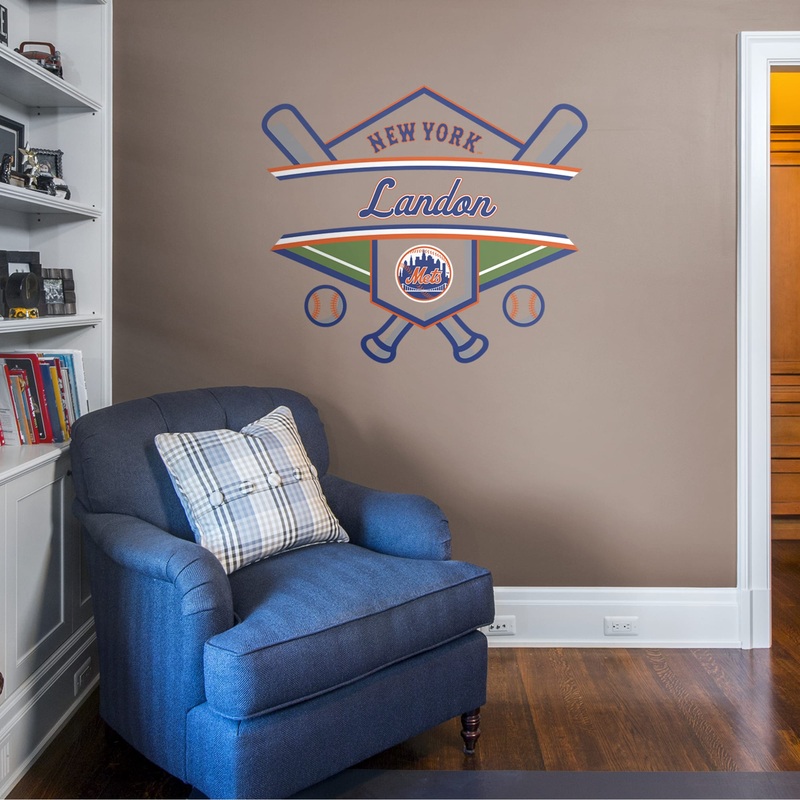 New York Mets – Badge – With Personalized Name – Official MLB – Vinyl Transfer Decal
