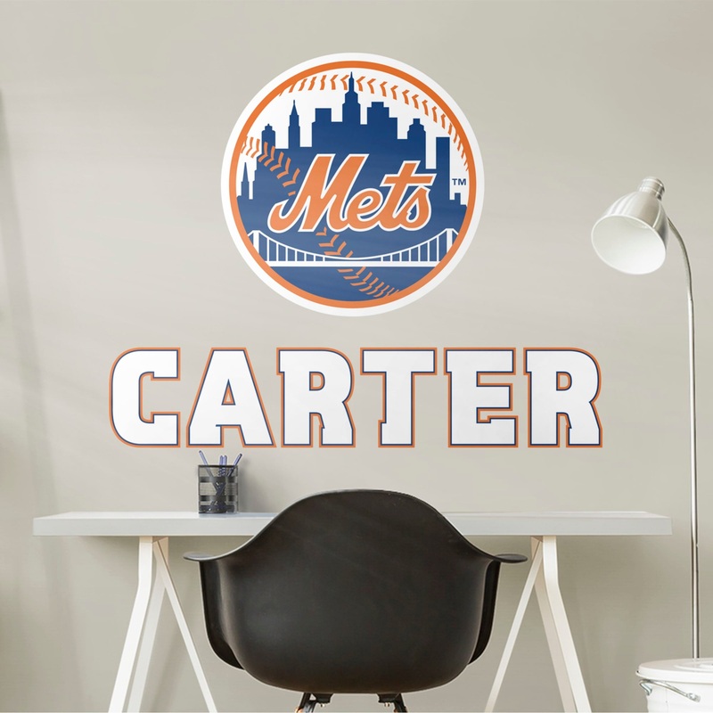New York Mets – Stacked Logo – With Personalized Name – Official MLB – Vinyl Transfer Decal