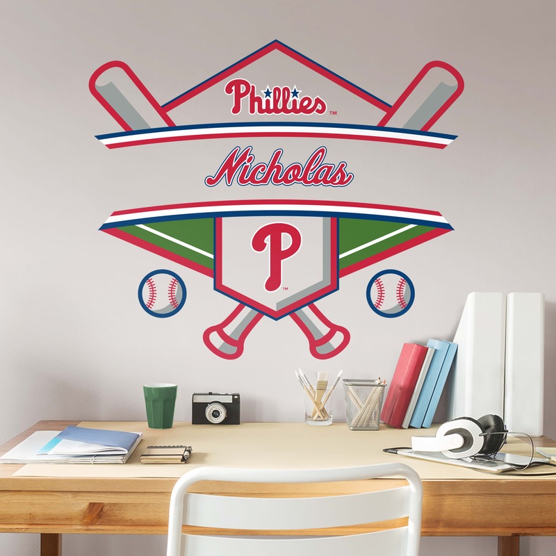 Philadelphia Phillies – Badge – With Personalized Name – Official MLB – Vinyl Transfer Decal