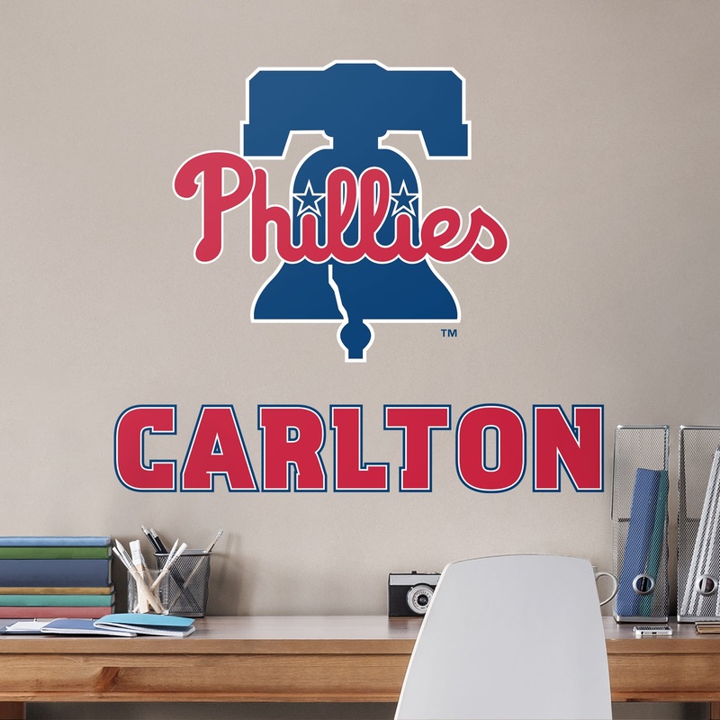Philadelphia Phillies – Stacked Logo – With Personalized Name – Official MLB – Vinyl Transfer Decal