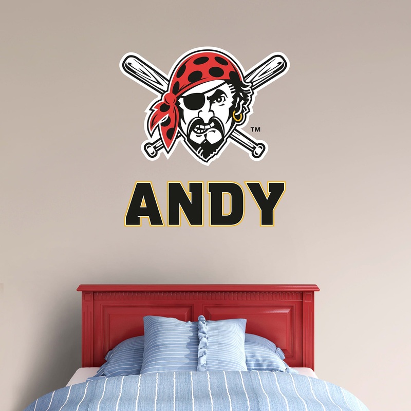 Pittsburgh Pirates – Pirate Head Logo – With Personalized Name – Official MLB – Vinyl Transfer Decal