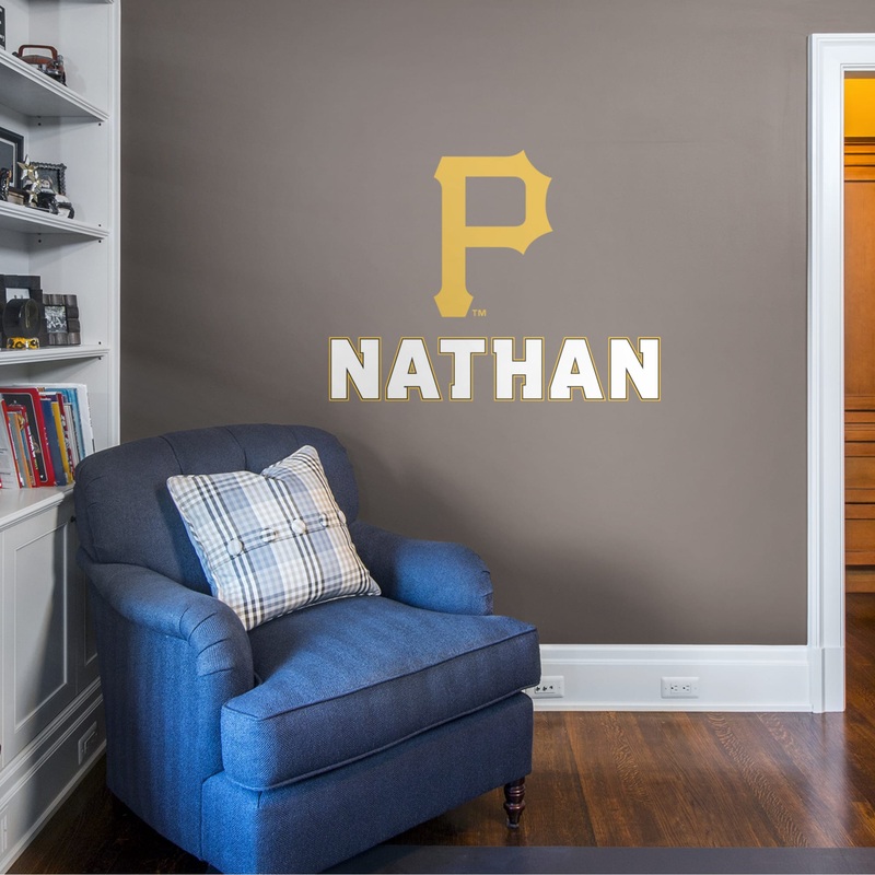 Pittsburgh Pirates – Stacked Logo – With Personalized Name – Official MLB – Vinyl Transfer Decal