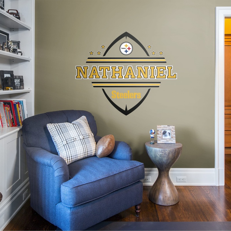 Pittsburgh Steelers Logo – With Personalized Name – Official NFL – Reusable Vinyl Transfer Decal