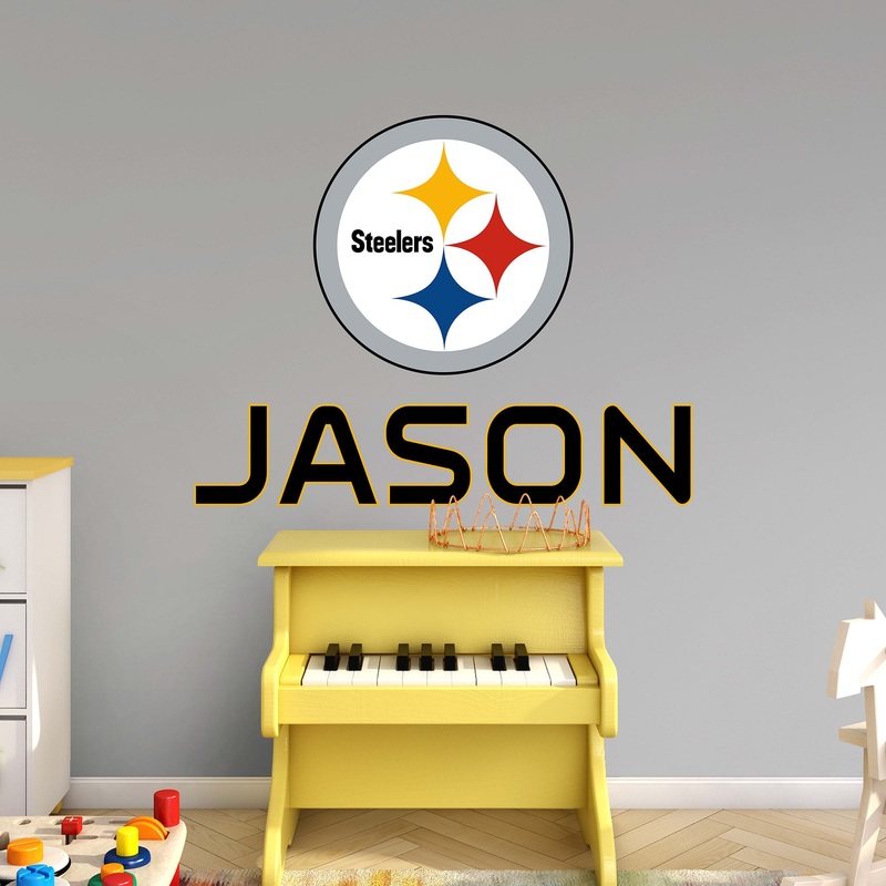 Pittsburgh Steelers – Stacked Logo – With Personalized Name – Official NFL – Reusable Vinyl Transfer Decal