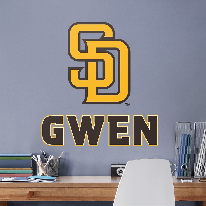 San Diego Padres – SD Logo – With Personalized Name – Official MLB – Vinyl Transfer Decal #1