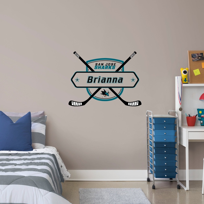 San Jose Sharks – Sticks Badge – With Personalized Name – Official NHL – Vinyl Transfer Decal