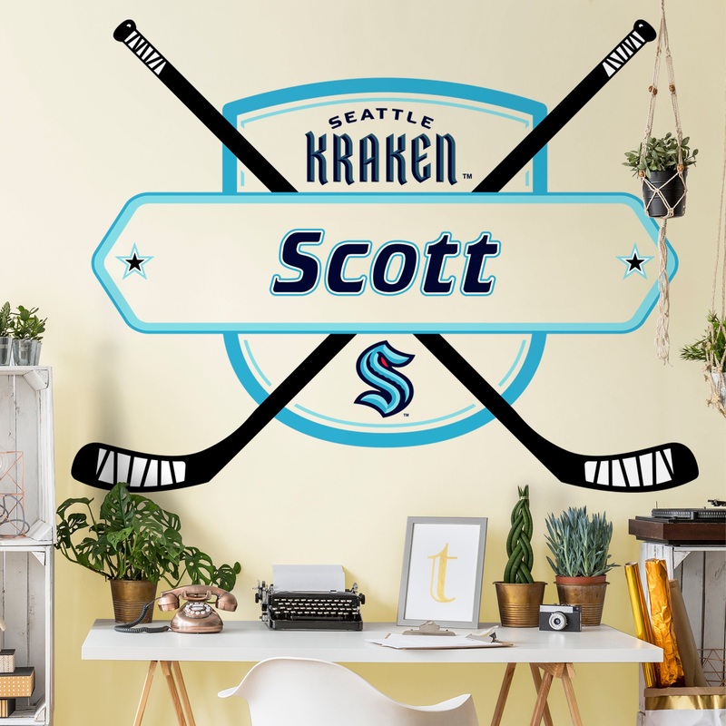 Seattle Kraken – Mask Logo – With Personalized Name – Official NHL – Vinyl Transfer Decal #1