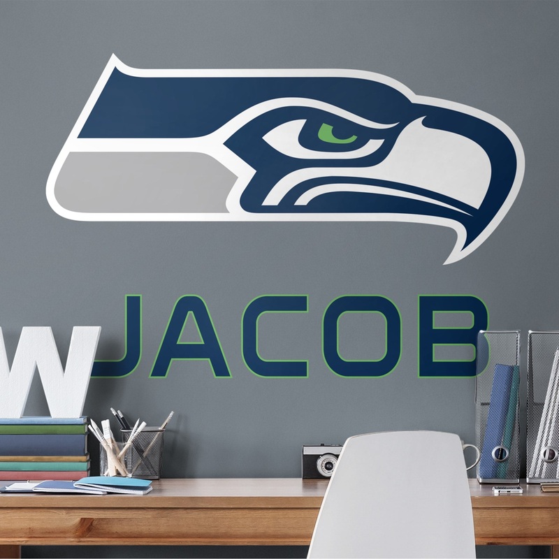 Seattle Seahawks – Stacked Logo – With Personalized Name – Official NFL – Reusable Vinyl Transfer Decal