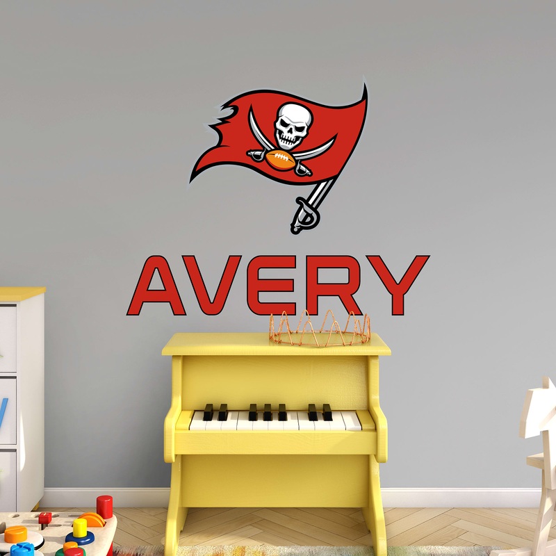 Tampa Bay Buccaneers – Stacked Logo – With Personalized Name – Official NFL – Reusable Vinyl Transfer Decal