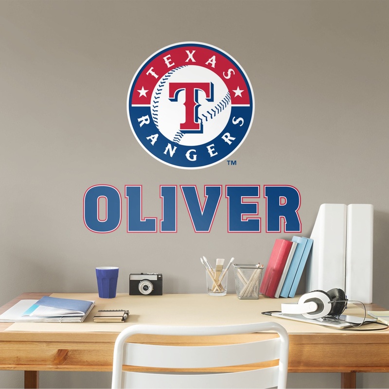 Texas Rangers – Stacked Logo – With Personalized Name – Official MLB – Vinyl Transfer Decal
