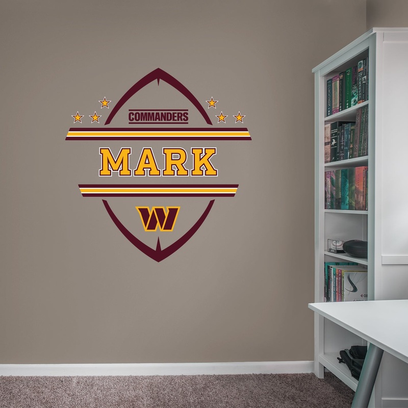 Washington Commanders – Football Logo – With Personalized Name – Official NFL – Reusable Vinyl Transfer Decal