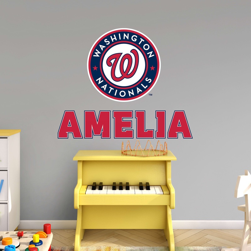 Washington Nationals – Stacked Logo – With Personalized Name – Official MLB – Vinyl Transfer Decal