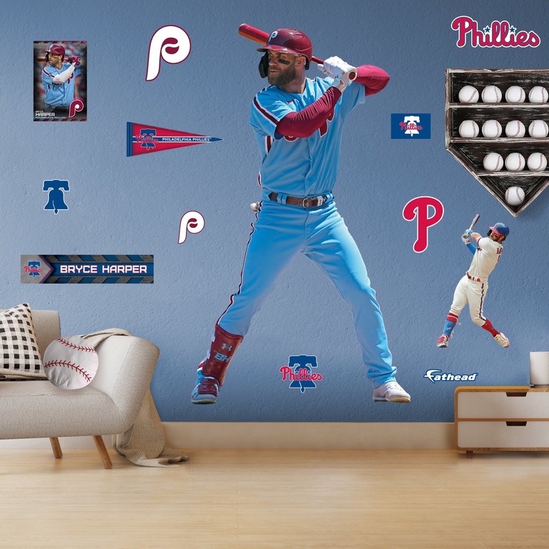 Bryce Harper Throwback – RealBig Collection – Official MLB – Philadelphia Phillies – Reusable Vinyl Wall Decals