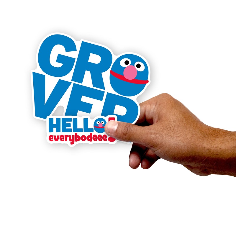Grover – 5 Typography Minis (Mixed Sizes) – Official Sesame Street – Reusable Vinyl Decals