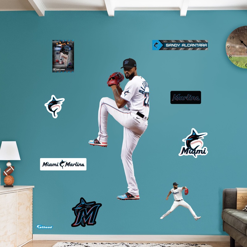Sandy Alcantara – RealBig Collection – Official MLB – Miami Marlins – Reusable Vinyl Wall Decals #1