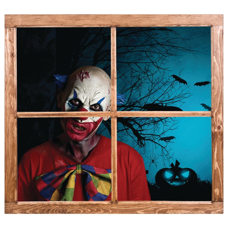 Scary Clowns:  Bald Bowtie Clown Instant Window        –   Removable     Adhesive Decal