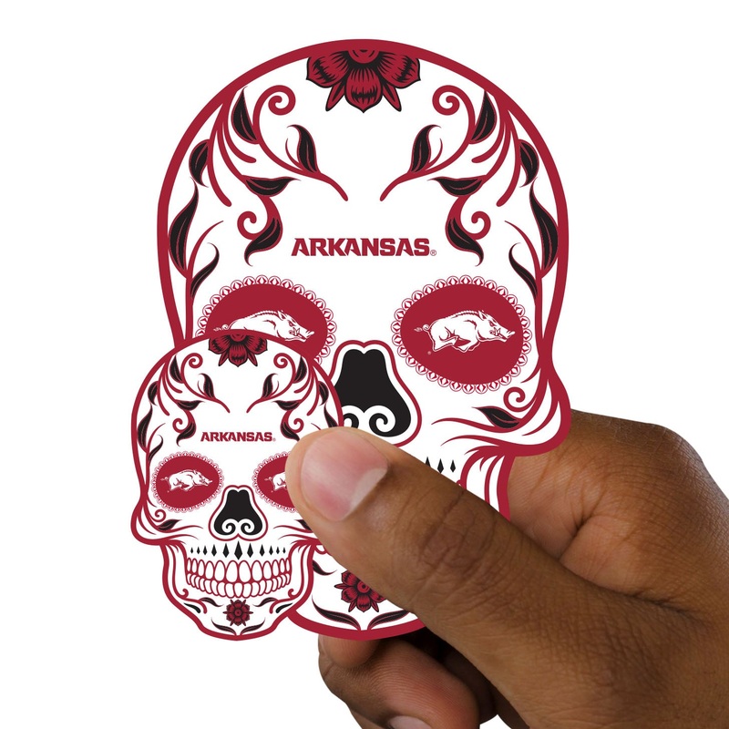 Arkansas Razorbacks – 5 Sugar Skull Logo Minis (Mixed Sizes) – Official NCAA – Reusable Vinyl Decals