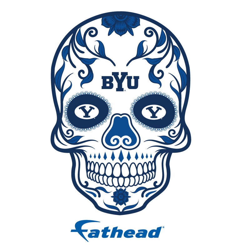 BYU Cougars – 5 Sugar Skull Logo Minis (Mixed Sizes) – Official NCAA – Reusable Vinyl Decals