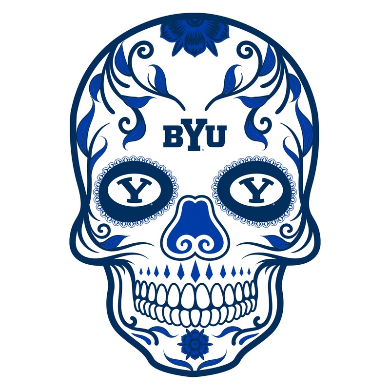 BYU Cougars – Sugar Skull Logo – Outdoor Wall Decals – Official NCAA – Scratch Resistant Alumigraphics Smooth