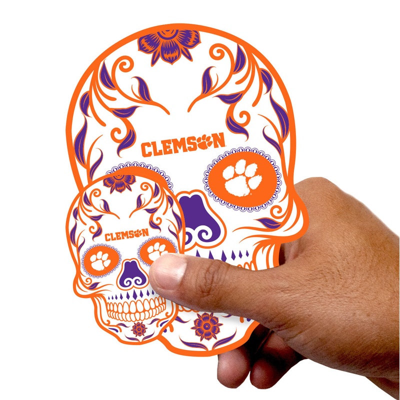 Clemson Tigers – 5 Sugar Skull Logo Minis (Mixed Sizes) – Official NCAA – Reusable Vinyl Decals